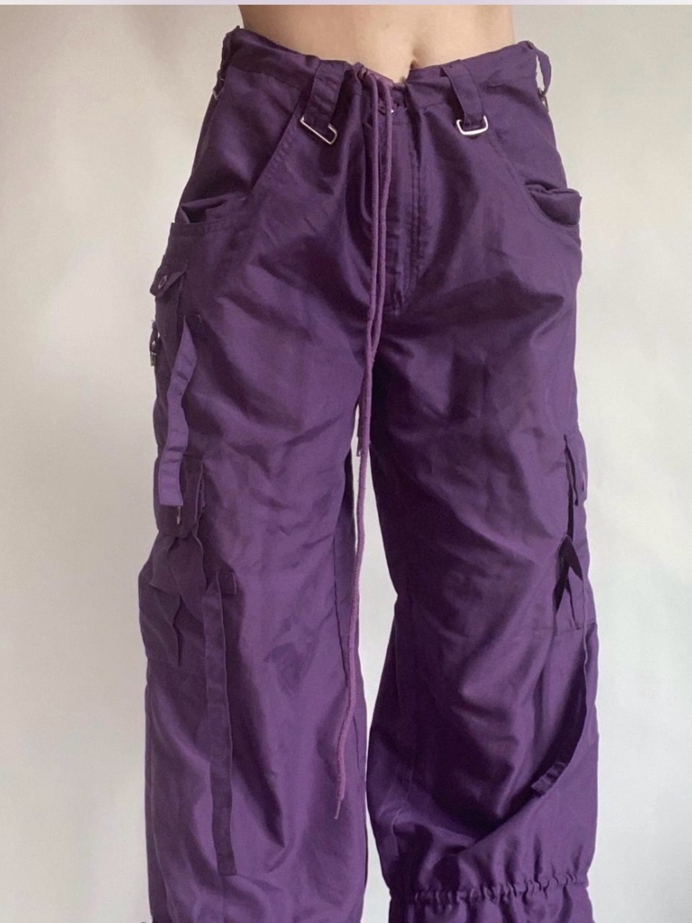 90s Vintage Japanese purple wide leg rave pants